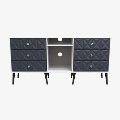 The Range Pixel 6 Drawer TV Unit - Indigo & White Matt