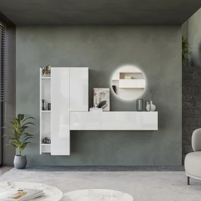 The Range Linz Wall Mounted Entertainment Center - High gloss White