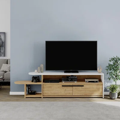 The Range Lyra Modern TV Stand Multimedia Centre TV Unit - Oak - White