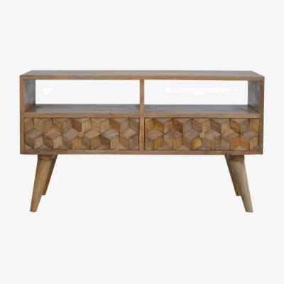 The Range Cube Carved 2 Drawer, 2 Slot TV Unit - Orange