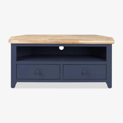 The Range Florence Corner TV Unit with 2 Drawers - Navy Blue