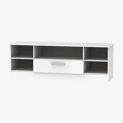 The Range Contrast Wide open TV unit - White Gloss & White