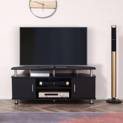 The Range TV Unit Cabinet with Storage Shelves and Cupboard - Black