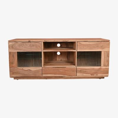 The Range Sheesham Wooden Glass 2 Doors TV Media Cabinet   - Brown