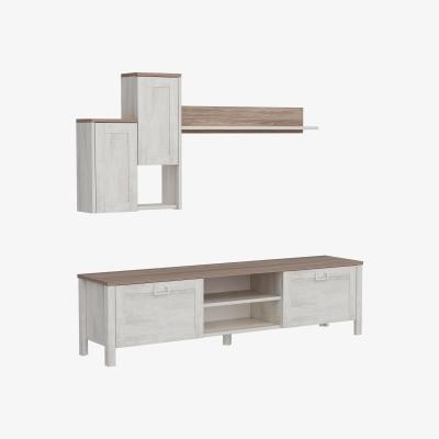 The Range Sento Entertainment TV Stand, TV Table and Lowboard, White Reclaimed Wood Look - White