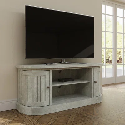 The Range Solid Lime Washed Pine 2 Door TV Unit - Lime Washed