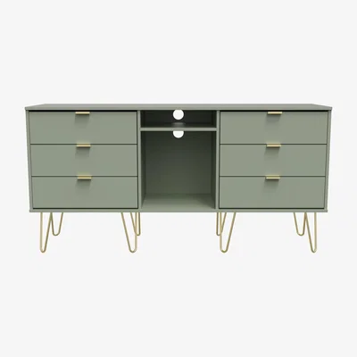 The Range Hong Kong 6 Drawer TV Unit - Reed Green