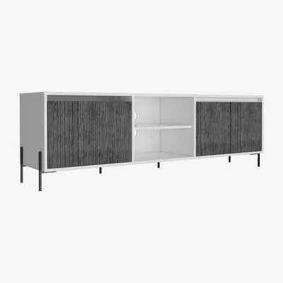 The Range Dallas ultra wide TV unit with 2 doors and drawer - White and carbon grey