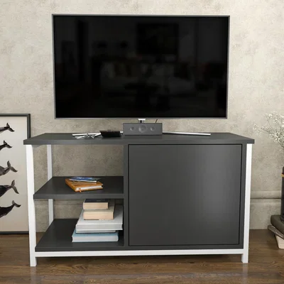 The Range Muskegon 90cm Wide Tv Stand Anthracite and White - Anthracite