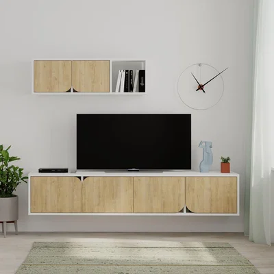 The Range Spark Modern Tv Unit With Wall Storage Unit 180cm - White