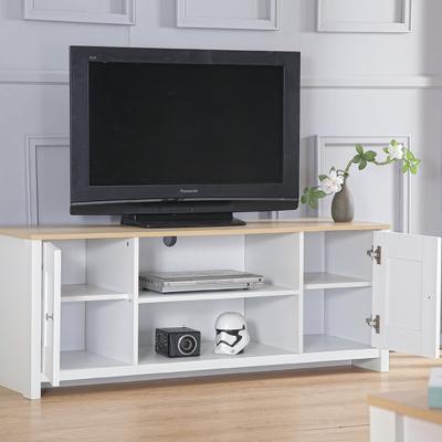The Range Large Wooden TV Unit With Oak Effect Top - White