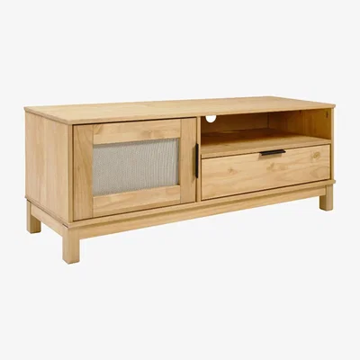 The Range Corona Rattan 1 Door 2 Drawer TV Unit - Distressed Waxed Pine