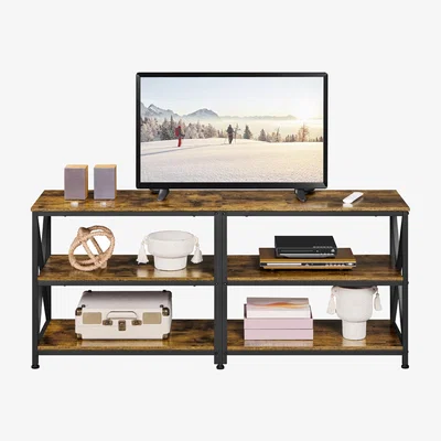 The Range Industrial 3 Layered TV Stand Console Table - Rustic Brown