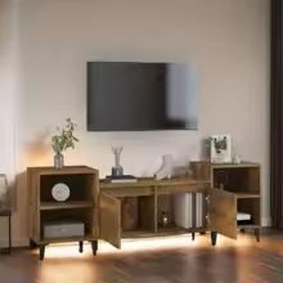 The Range 160cm Modern Oak Effect TV Cabinet Wood Storage Unit - Brown