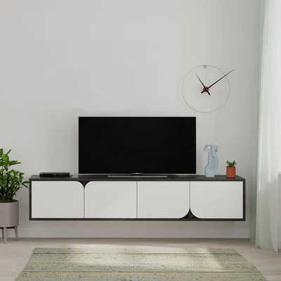 The Range Spark Modern TV Stand Multimedia Centre TV Unit With Storage - Black Marble Effect