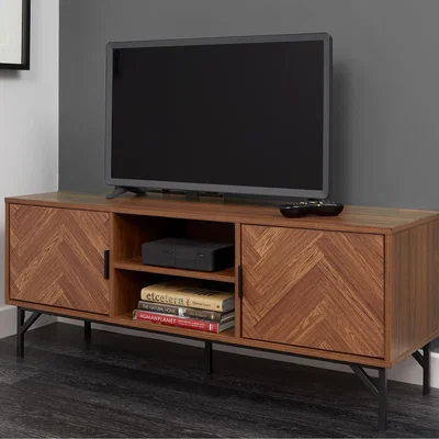 The Range Dark Chevron TV Unit - Brown