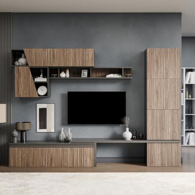 The Range Reims  Wall Mounted Entertainment Center - Black and Alina Pattern