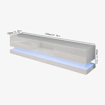 The Range NAIMP TV Stand Cabinet Unit White 130cm With 16 Color RGB LED Lights  - White