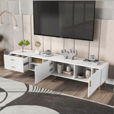 The Range TV stand with decorative vertical stripes - White