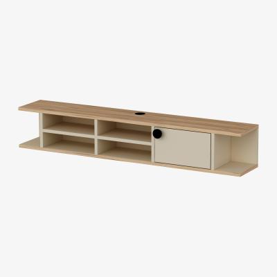 The Range Floating TV Stand with Shelves and Cabinets Chris - Atlantic Pine & Beige