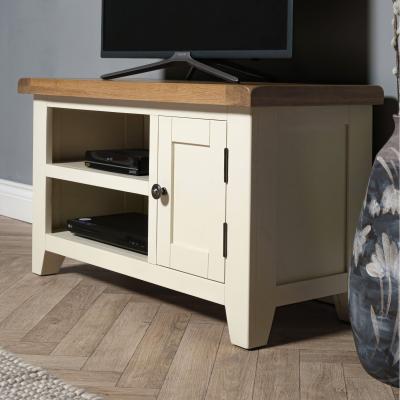 The Range Small Painted Oak Tv Media Unit  - White
