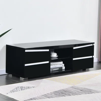 The Range TV Stand for 22"-75" Flat Screen TV Cabinet with 4 Drawers and 2 shelves - Black