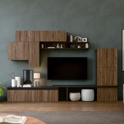 The Range Almeria Wall Mounted Entertainment Center - Black and Alina Pattern