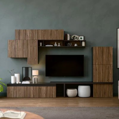 The Range Almeria Wall Mounted Entertainment Center - Black and Alina Pattern