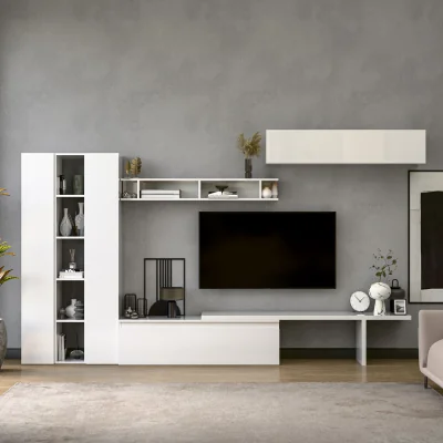 The Range Ghent Wall Mounted Entertainment Center - High gloss White