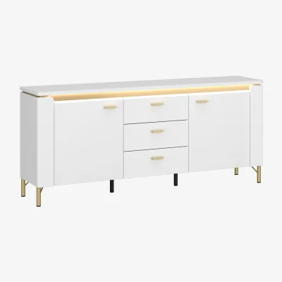 The Range Lazio TV Cabinet 2 Door 3 Drawer in Alpine White/White Gloss - Alpine White & White