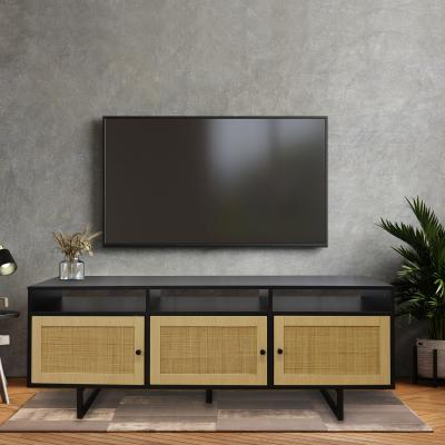 The Range Rattan TV Unit with 3 doors - Black