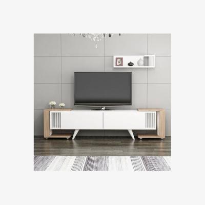 The Range Leron TV Unit with Nesting Table White Taupe - White & Walnut