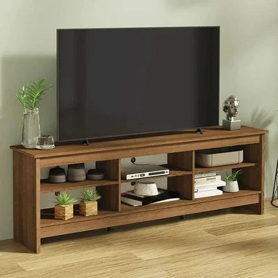 The Range 180cm Console TV Stand Entertainment Center with 6 Shelves 65 to 75 inch - Brown