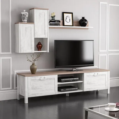 The Range Sento Entertainment TV Unit - White Reclaimed Wood Look - White