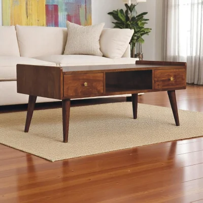 The Range Solid Wood Elevated Chestnut Media Unit - Brown