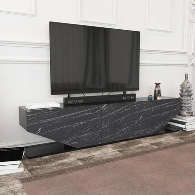 The Range Pearl 180 cm Wide TV Stand and Media Console - Black Marble Effect