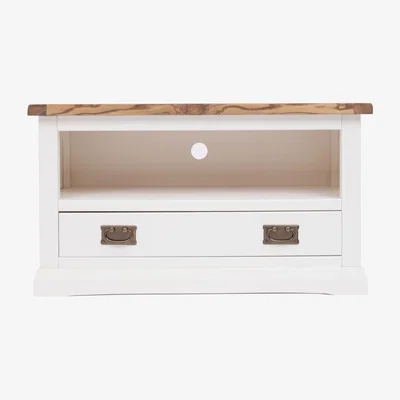 The Range Cosenza 1 Drawer TV Stand - White / Brass Drop
