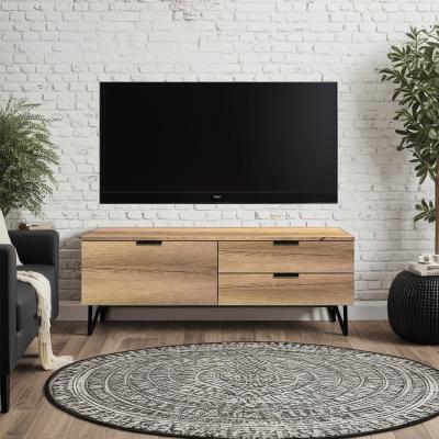 The Range FWStyle Cracked Oak 3 Drawer Modern TV Unit Fast Click Assembly - Cracked Oak