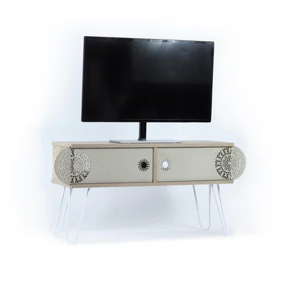The Range Illia TV Unit No2 Oak and White - Oak and White