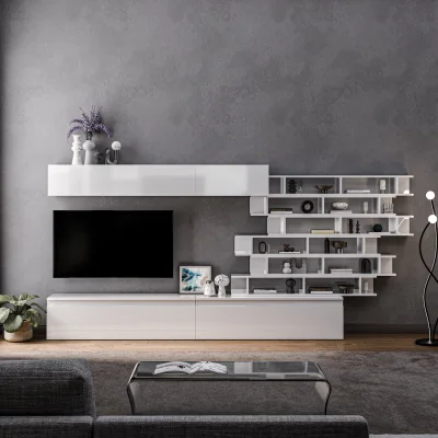The Range Sevilla Wall Mounted Entertainment Center - High gloss White