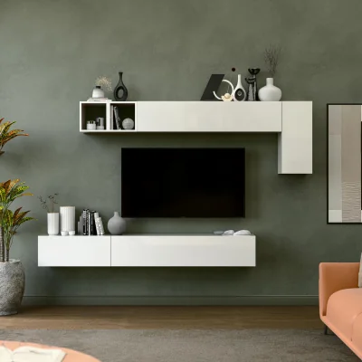 The Range Sofia Wall Mounted Entertainment Center - High gloss White