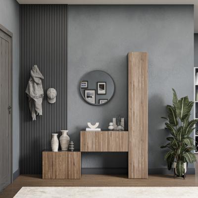 The Range Bologna  Wall Mounted Entertainment Center - Black and Alina Pattern