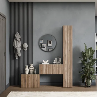 The Range Bologna  Wall Mounted Entertainment Center - Black and Alina Pattern