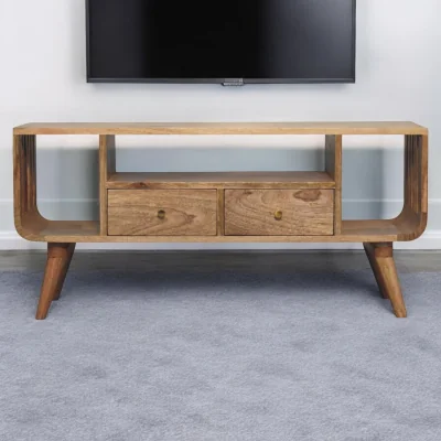 The Range Solid Wood Soba Nordic Multi Media Unit - Brown