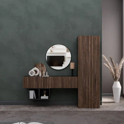 The Range Lecce Wall Mounted Entertainment Center - Black and Alina Pattern