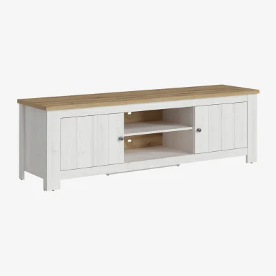 The Range Celesto 2 Door Wide TV Unit in White and Oak (189cm) - White & Oak