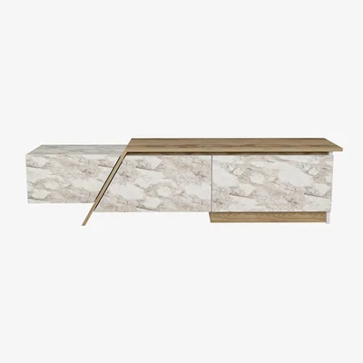 The Range Zonas 180cm Wide Modern TV Unit and TV Stand with Cabinets - Oud Pattern and White Marble Effect