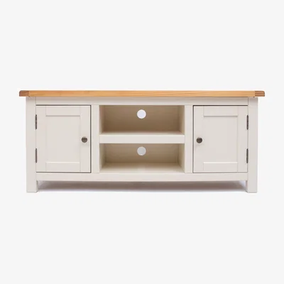 The Range Maggiori 2 Door TV Stand - White / Brass Knob