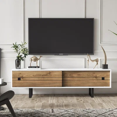 The Range Fiona TV Stand and Media Console - White and Walnut
