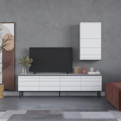 The Range Arya Modern Tv Unit White With Wall Storage Unit 180cm - White
